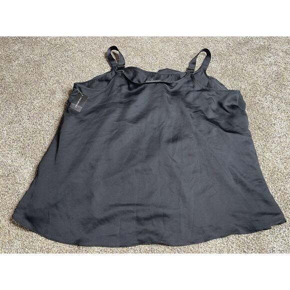 Lane Bryant Women TANK TOP Layered Ruffle Studded Black Shine Size 24 - Picture 8 of 8